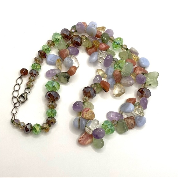 Necklace Natural Stones and Faceted Glass Crystal Beads Sterling Silver … - Picture 2 of 13